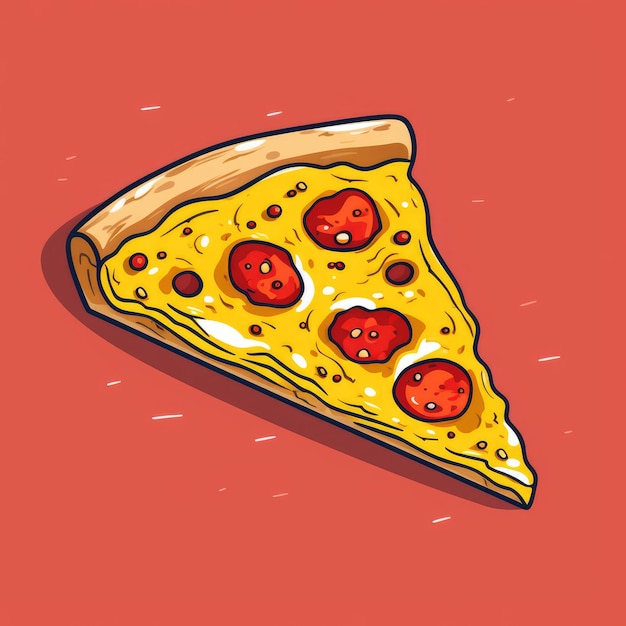 Zeichentrickfilm-Illustration einer von KI generierten Pizzascheibe Bild