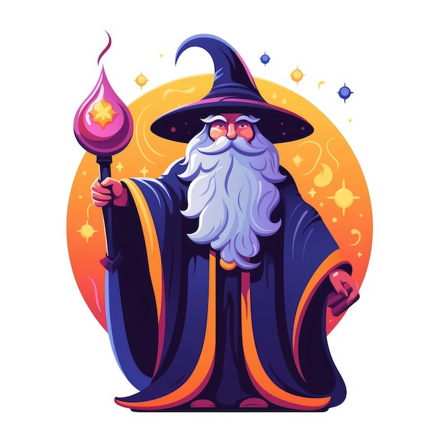 Zeichentrickfilm-Wizard-Illustration, die von KI generiert wurde