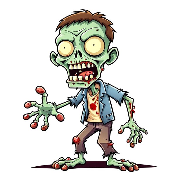 Foto zeichentrickfilm-zombie-illustration auf weißem hintergrund