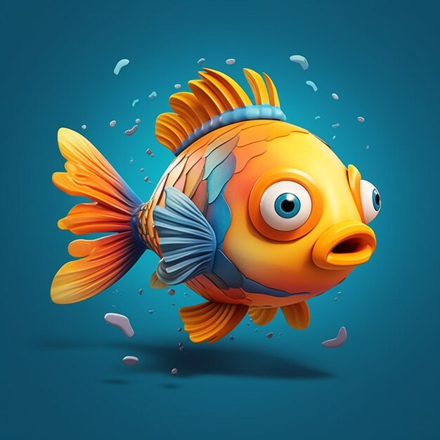 Zeichentrickfisch mit einem überraschten Gesichtsausdruck