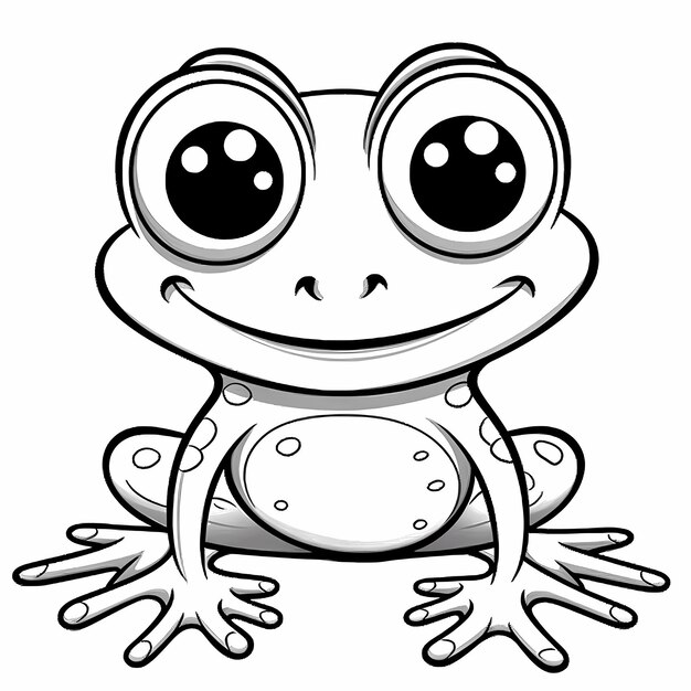 Foto zeichne den buchstaben f, einen niedlichen frosch mit großen augen, einfachen umriss und formen im pixar-stil