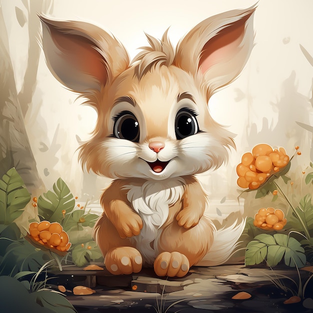 Zeichnen Eines Niedlichen Kleinen Lächelnden Kaninchens Mit Einer Karotte