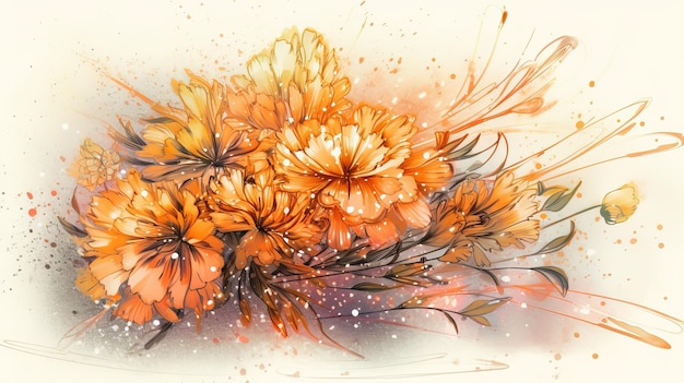 Zeichnen von Blumen Aquarell Generative AI