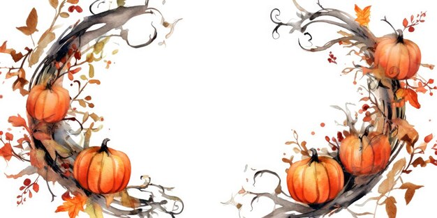 Zeichnung auf dem Thema Halloween in Aquarell-Technik Kürbis Platz für Text generative ai