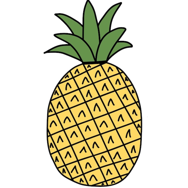 Foto zeichnung einer isolierten ananas auf weißem hintergrund