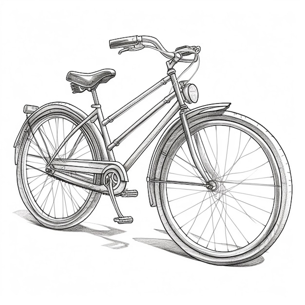 Zeichnung eines Fahrrads mit einem Korb auf der Rückseite generative KI