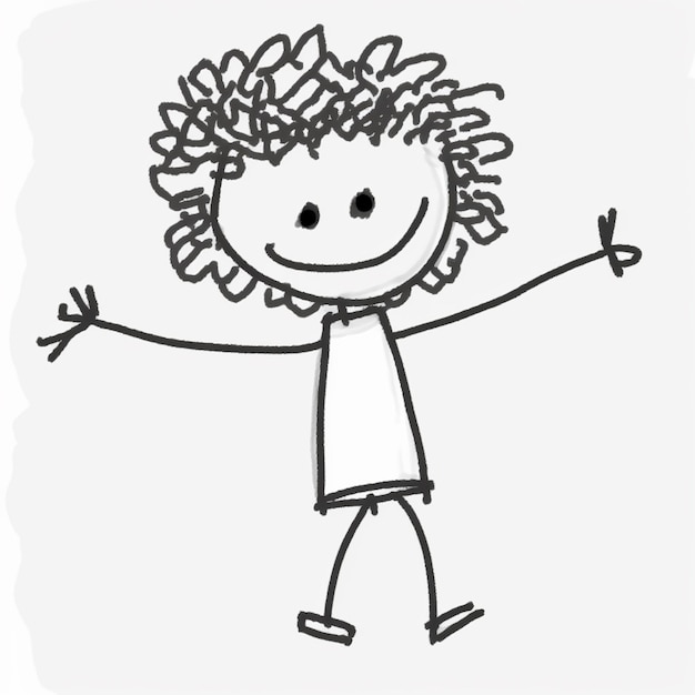 Foto zeichnung eines jungen mit lockigem haar und weißem hemd generativ ai