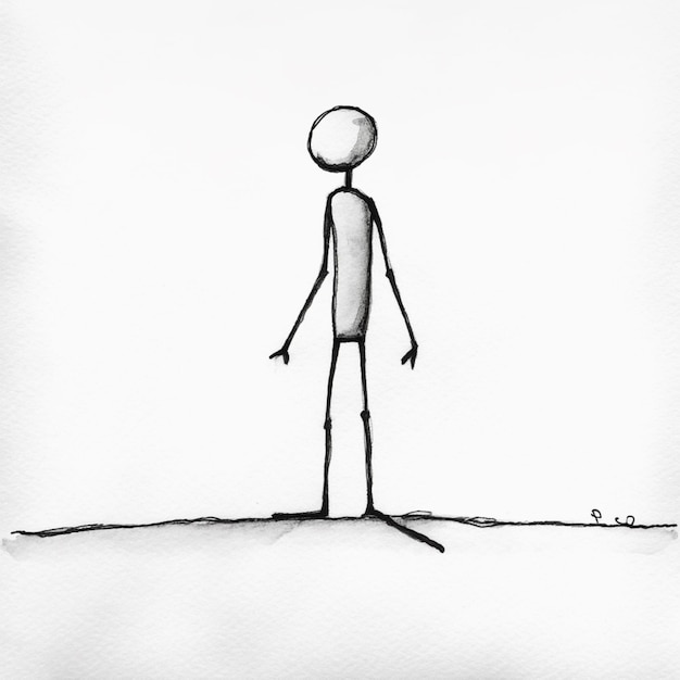Foto zeichnung eines mannes mit einem stock in der hand generative ai