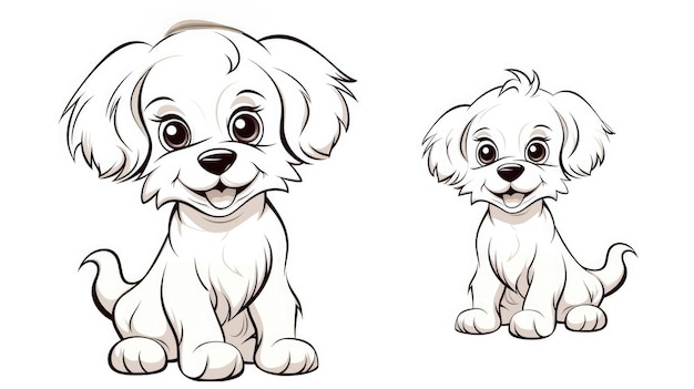 Zeichnung für Kinder Malbuch süßer Hund Illustration Winterlinie auf weißem Hintergrund