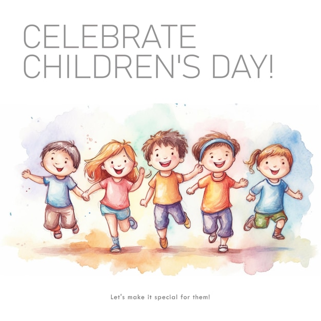 Zeichnung von fünf glücklichen Kindern