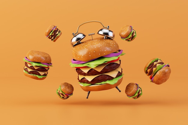 Zeit, aus Burgern einen großen Burger in Form eines Weckers zu machen, um den herum sich kleine Burger befinden
