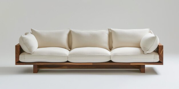 Zeitgenössische minimalistische Wohnräume, die auf einer Sofa-Komposition basieren