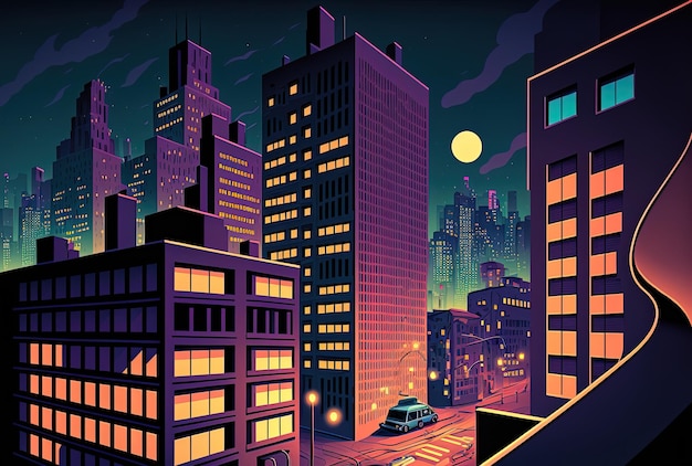 Zeitgenössische Stadt bei Nacht