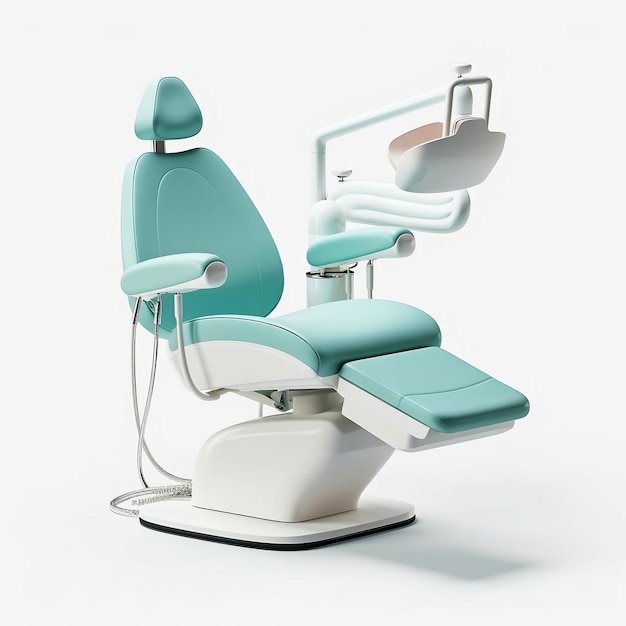 Zeitgenössischer Zahnarztstuhl mit komfortablem hellblauem Design und generativer KI