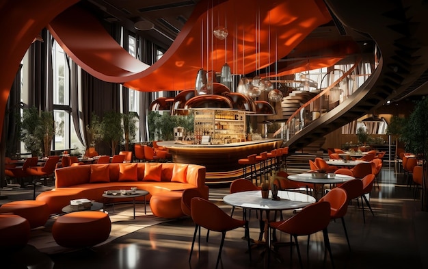 Zeitgenössisches Designkonzept für eine Restaurant-Lounge Generative KI