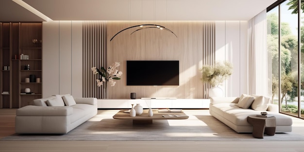 Zeitgenössisches stilvolles Wohnzimmer-Design generiert von KI