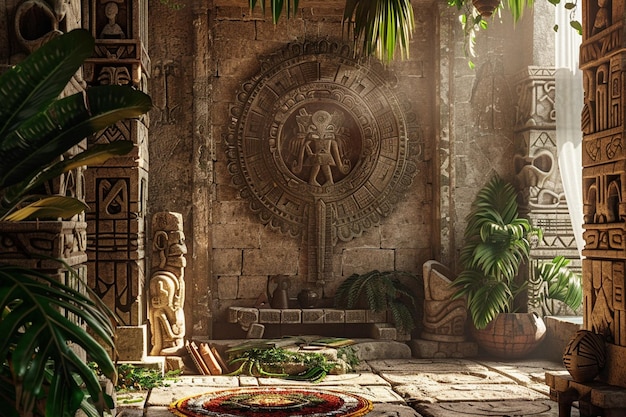 Zeitlose klassische Maya-inspirierte Innenräume Oktan