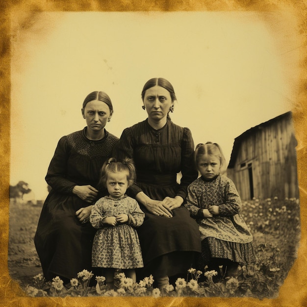 Zeitlose und nostalgische Vintage-Fotografien, die eine kostbare Familie einfangen