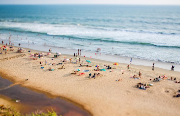 Zeitraffer-Strand am Indischen Ozean. Indien (Tilt-Shift-Objektiv).