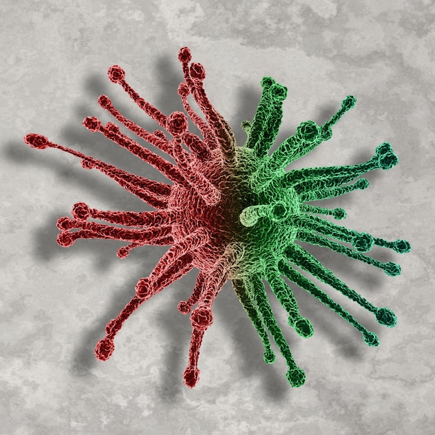 Zelle des Virus 3D auf einer konkreten Beschaffenheit