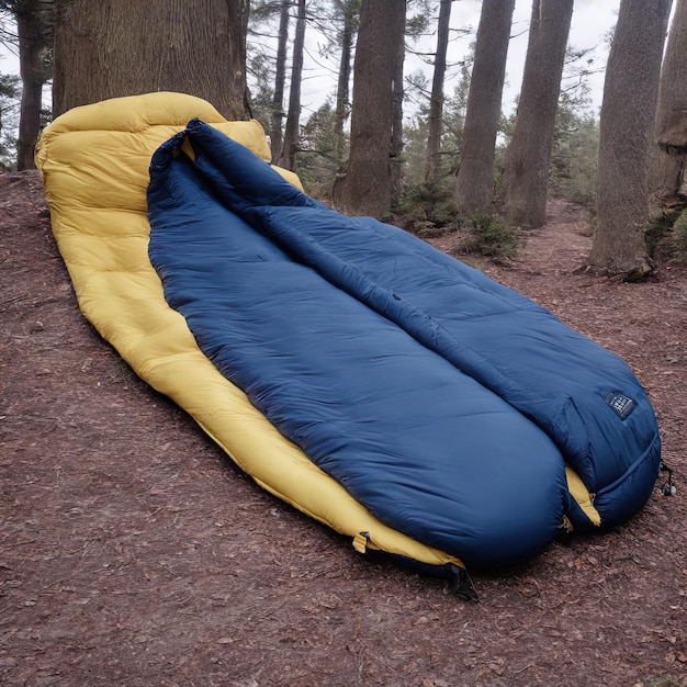 Zelt im WaldSchlafsack im Wald