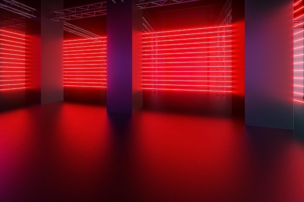 Zement und Bewehrung Neon 3D-Rendering