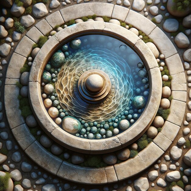 Foto zen garden pebble spiral und wassermerkmal