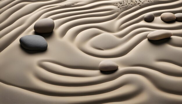 Foto zen-garten mit felsen auf sandmuster