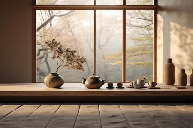 Zen-inspirierte moderne Innenräume, generative KI