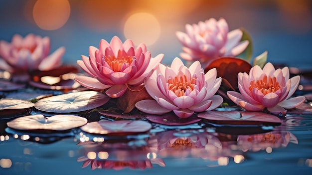 Zen-Lotusblüte, die im Wasser schwimmt und die Gelassenheit und Meditation symbolisiert