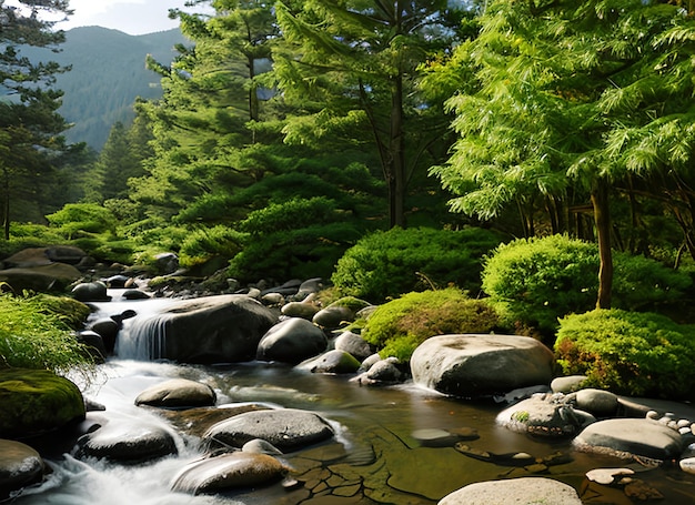 Zen-Meditation Landschaft Ruhe und spirituelle Naturumgebung