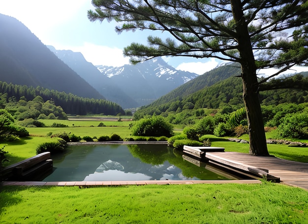 Zen-Meditation Landschaft Ruhe und spirituelle Naturumgebung