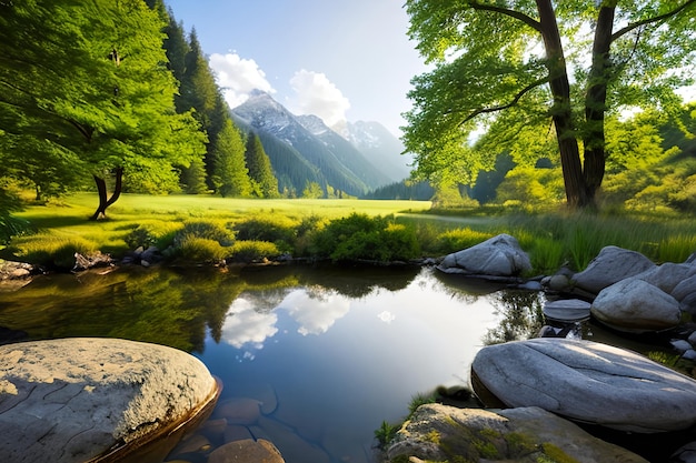 Foto zen-meditationslandschaft ruhe und spirituelle naturumgebung