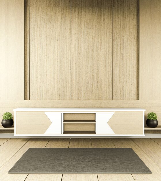 Zen quarto vazio moderno, estilo japonês de design minimalista. Renderização em 3d