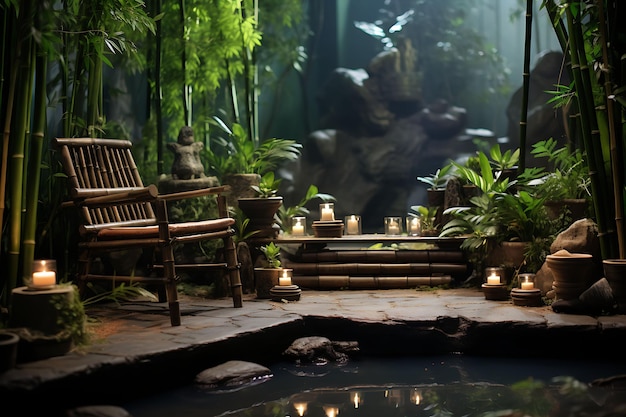 Zen Spa Bambuswald Hintergrund Zen Garten Hintergrund Massage Kreatives Design Live Stream Hintergrund