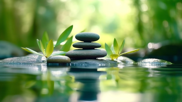 Foto zen-steine balancieren im wasser abstrakter zen-hintergrund mit kopierraum