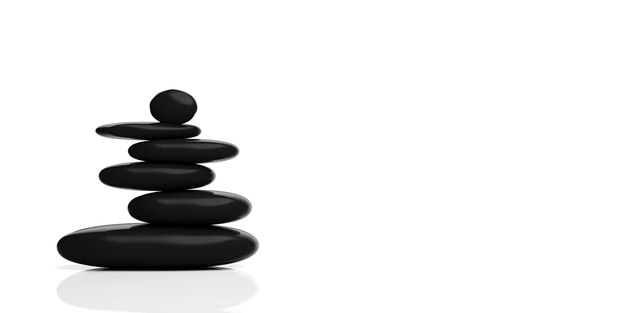 Zen-Steine stapeln sich auf weißem Hintergrund 3D-Darstellung