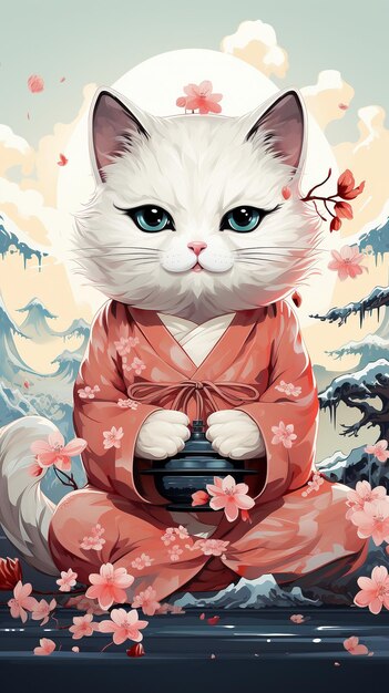 Zen süße Katzen-Illustration