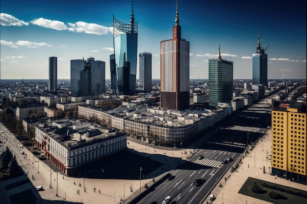 Zentrum der Stadt mit Wolkenkratzer