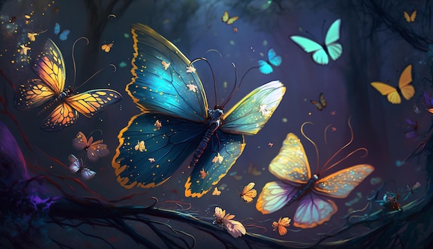 Zerbrechliche Schönheit abstrakter Schmetterling Illustration Wallpaper generative AI