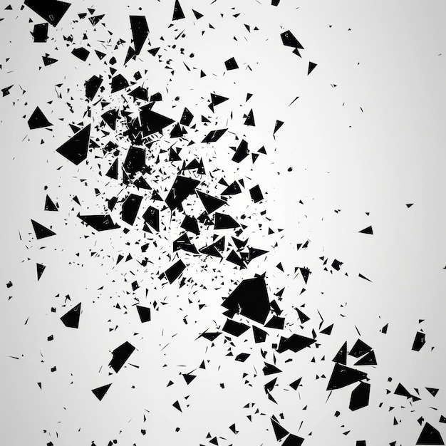 Foto zerbrochene partikel moderne hintergrundillustration mit zusammengestürzten schwarzen fragmenten, die über das muster zerbrochener dreiecke verstreut sind schwarz zerstörtes fragment design konstruktion eines abstrakts