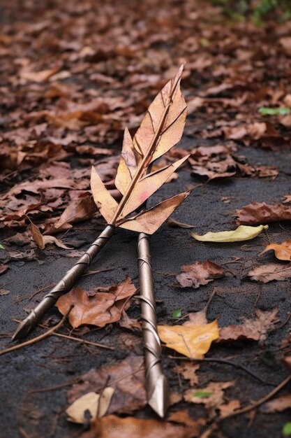 Foto zerbrochener pfeil auf dem boden symbolisiert die durch generative ki verursachte niederlage