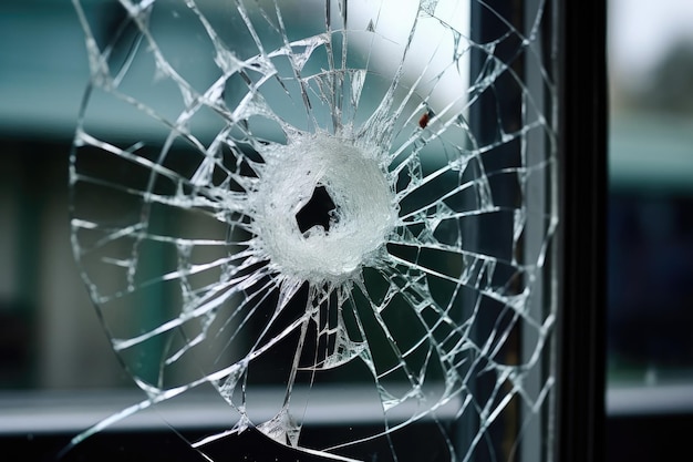 Foto zerbrochenes fensterglas in einem schulgebäude