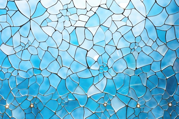 Zerbrochenes Glas auf Hintergrund des blauen Himmels Abstrakter Hintergrund für Design