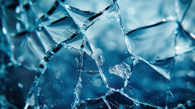 Foto zerbrochenes glas, das den aufprall und die persönliche angst symbolisiert, die mit dem durchbrechen verbunden sind