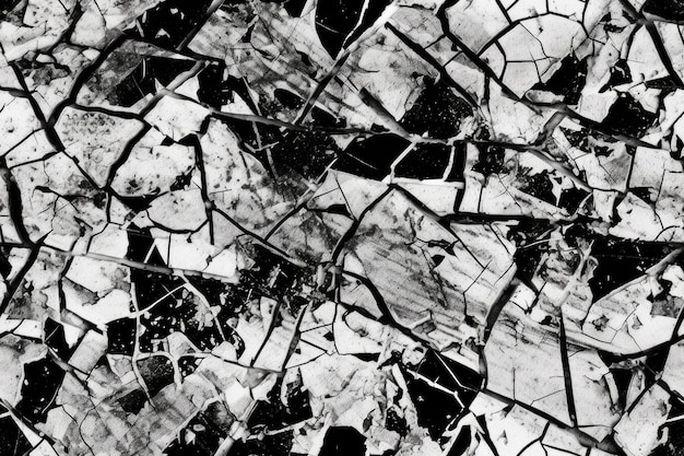 Zerbrochenes Glas in Schwarz und Weiß Generative KI
