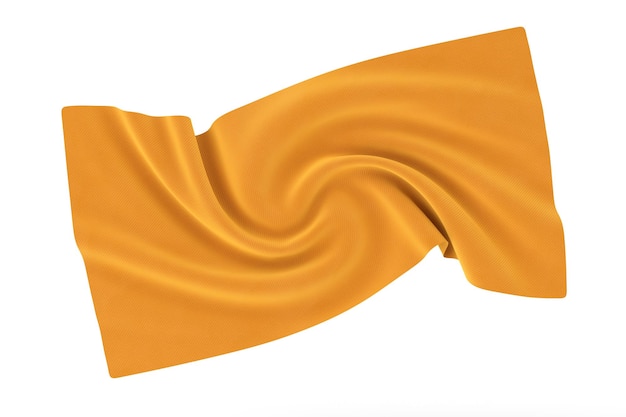 Foto zerknittertes, glänzendes, glattes, verdrehtes, spiralförmiges swirl-orange-seidengewebe, 3d-rendering