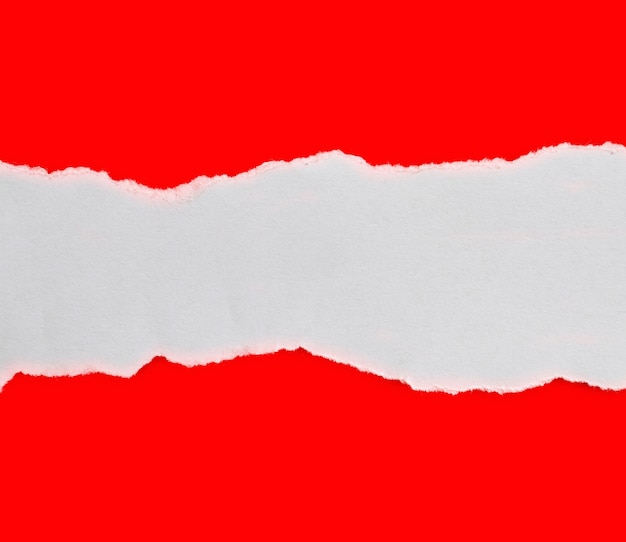 zerrissenes Papier auf rotem Hintergrund isoliert
