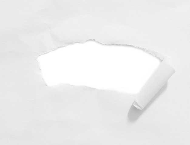 zerrissenes Papier auf weißem Hintergrund und Kopienraum für das Design in Ihrer Arbeit haben