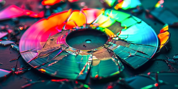Zerstörte CD mit lebhaften Regenbogenfarben